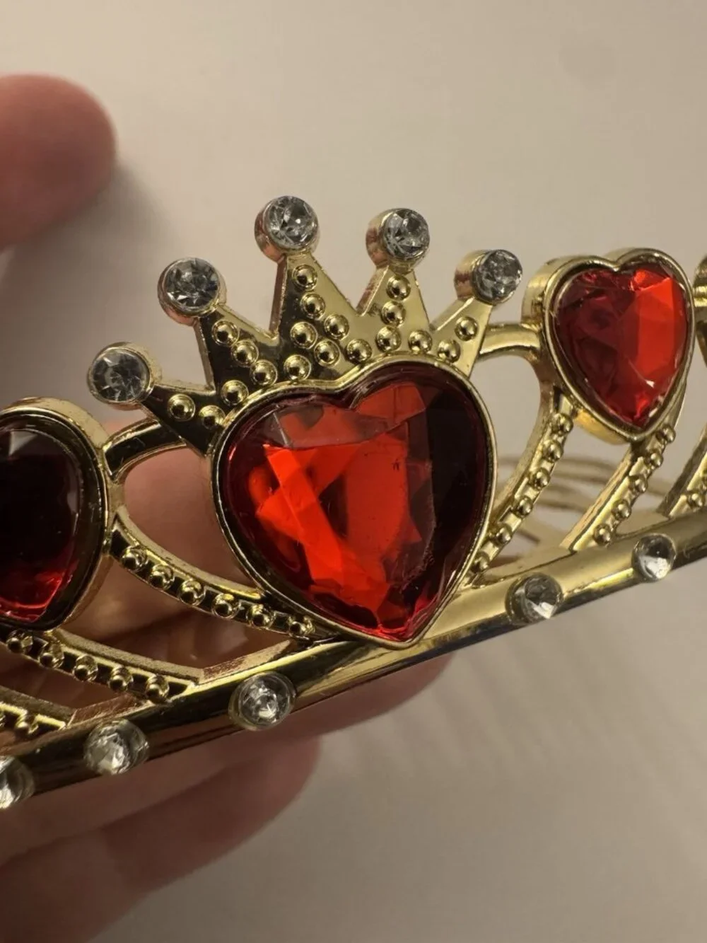 Vintage Disney Red Hearts Princess Crown Tiara Comb BB36